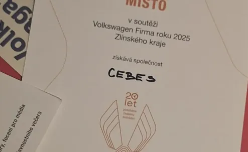 CEBES a.s. získal 2. místo v soutěži Firma roku 2025 Zlínského kraje